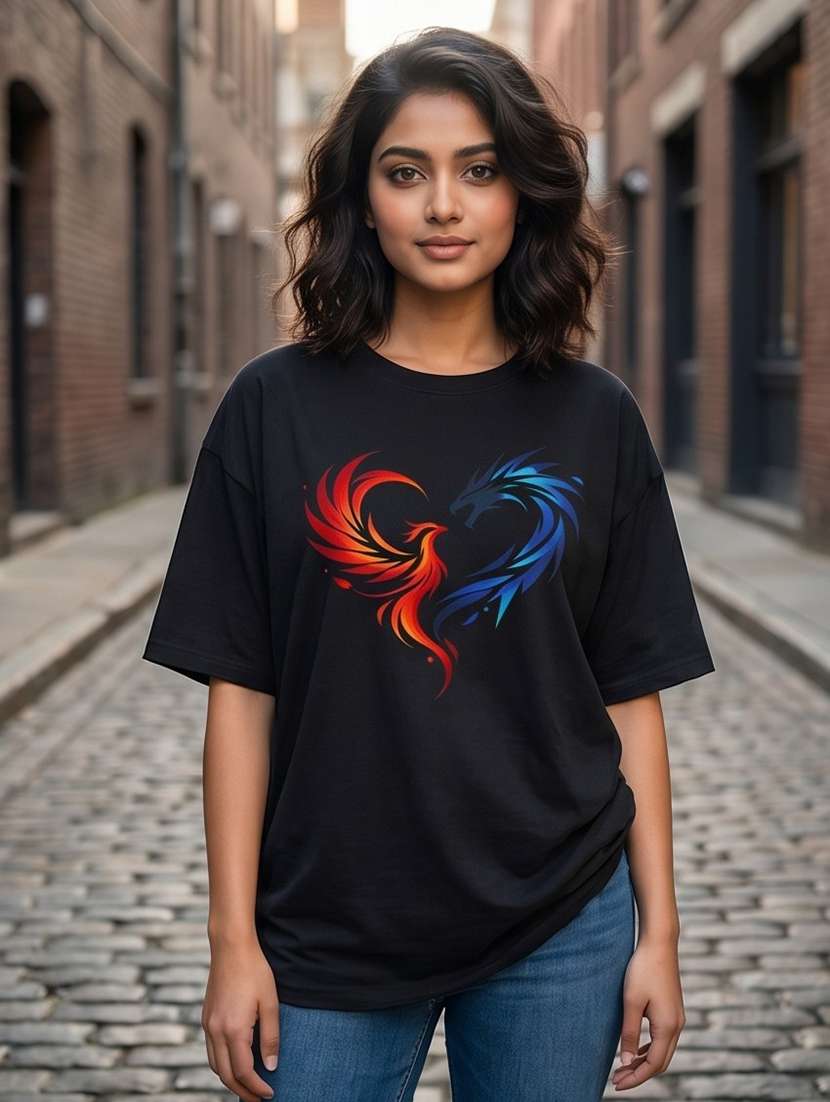 women front print short sleeve oversized t-shirt