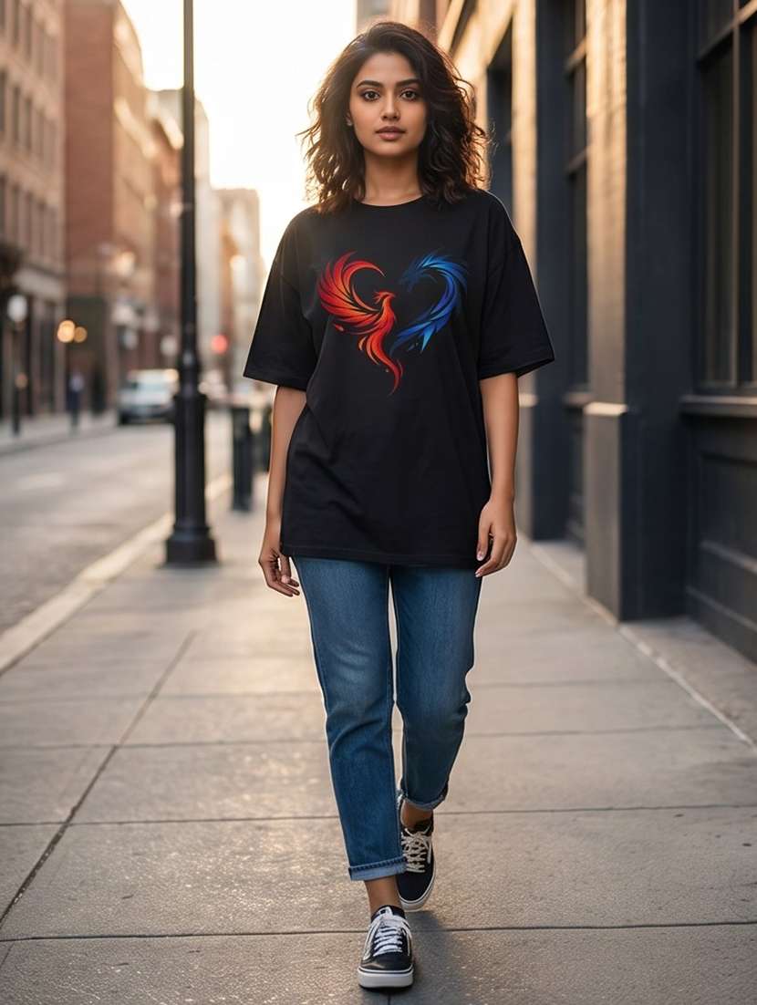 women front print short sleeve oversized t-shirt - 22502480 -  Standard Image - 3