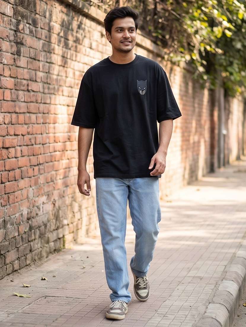 Men Placement Print Short Sleeve Oversized T-shirt - 22502546 -  Standard Image - 3
