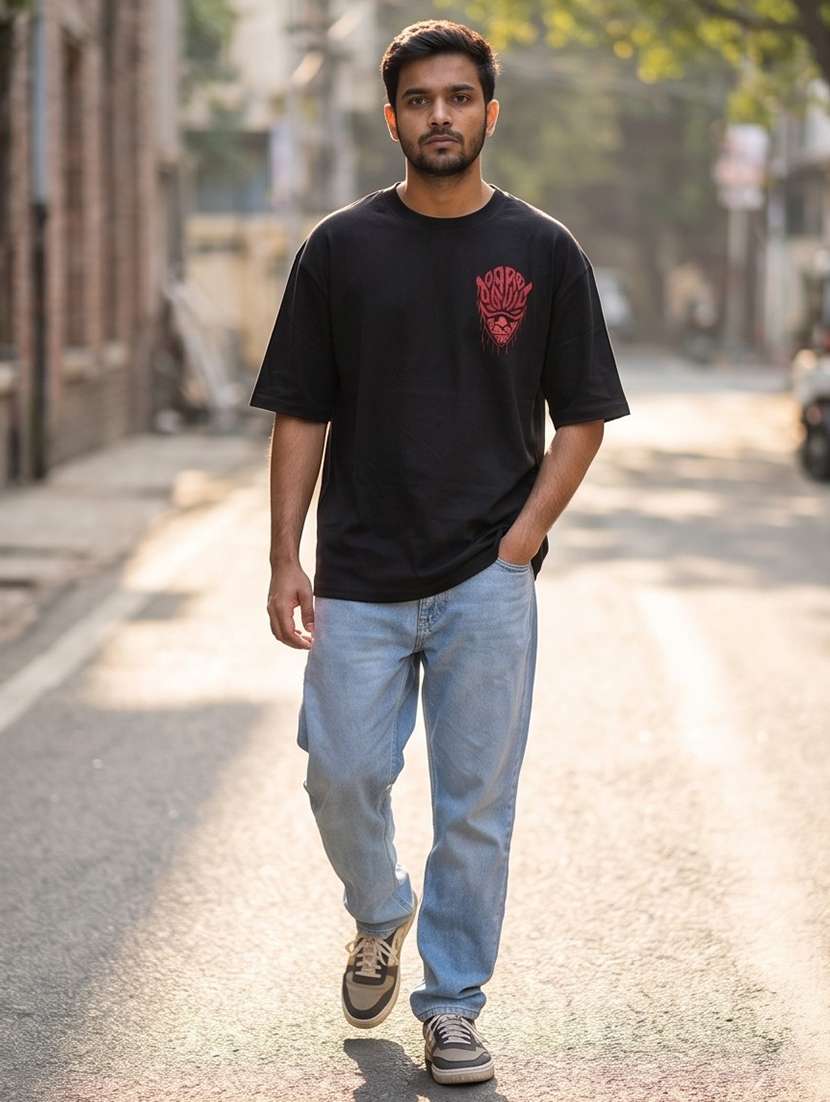 men placement print short sleeve oversized t-shirt - 22502558 -  Standard Image - 3