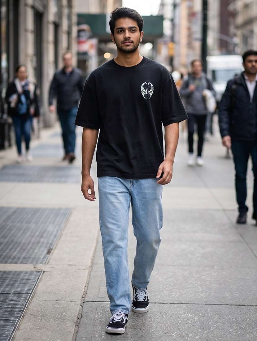 men placement print short sleeve oversized t-shirt - 22502559 -  Standard Image - 3
