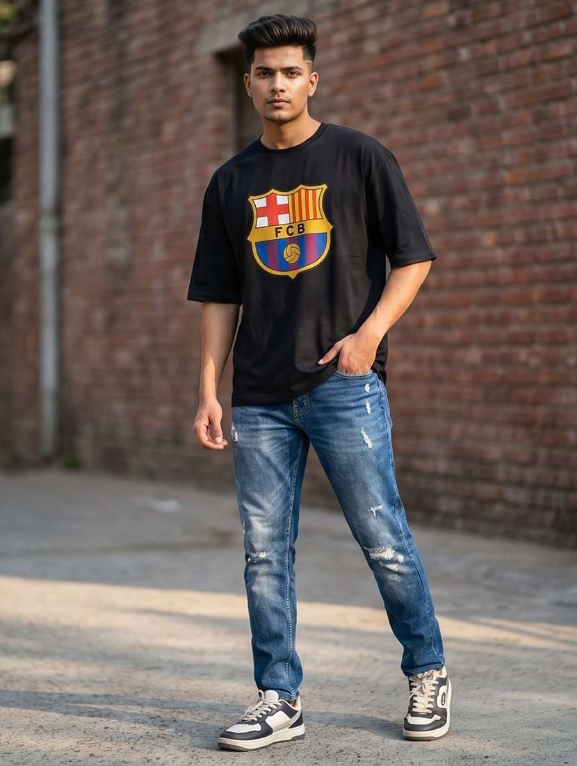 men front print short sleeve oversized t-shirt - 22502576 -  Standard Image - 3