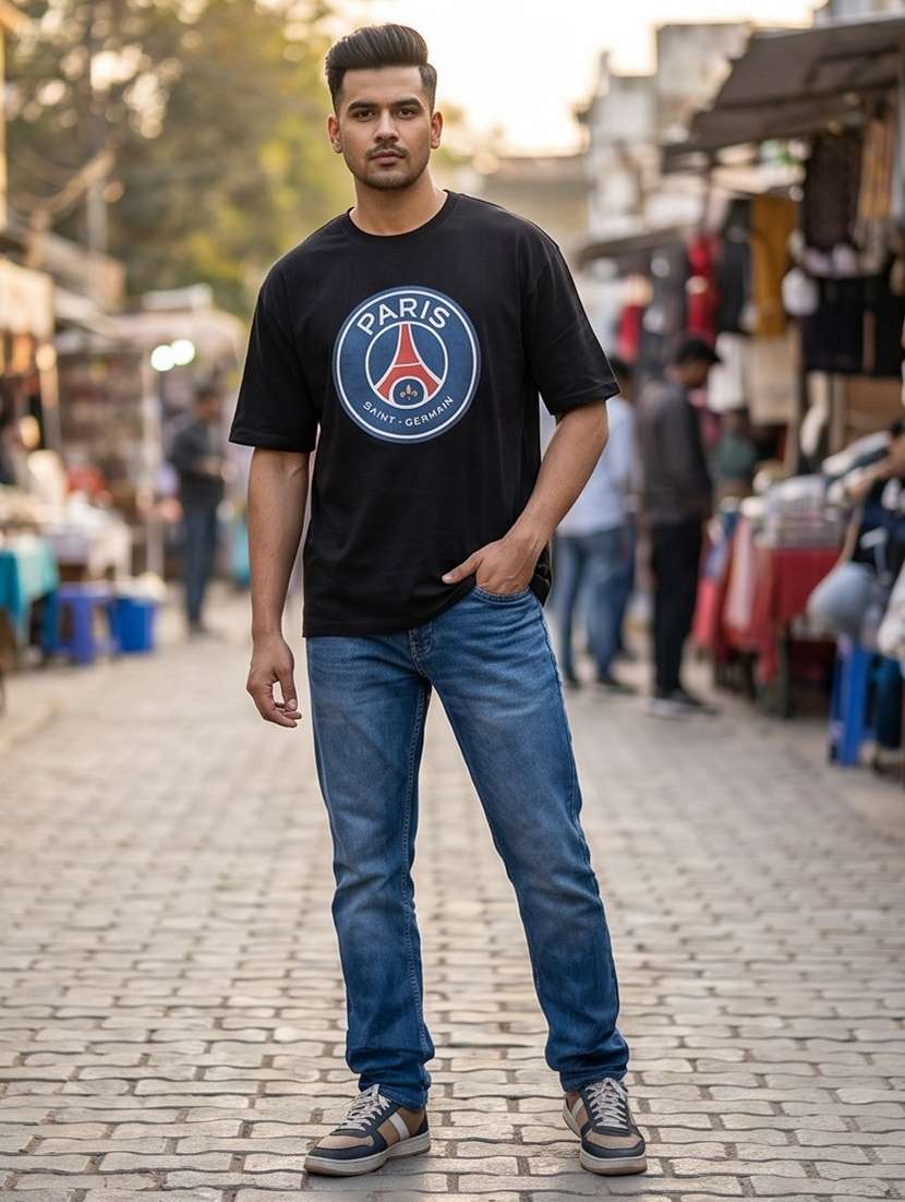 men front print short sleeve oversized t-shirt - 22502580 -  Standard Image - 3