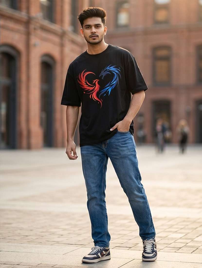 men front print short sleeve oversized t-shirt - 22502586 -  Standard Image - 3