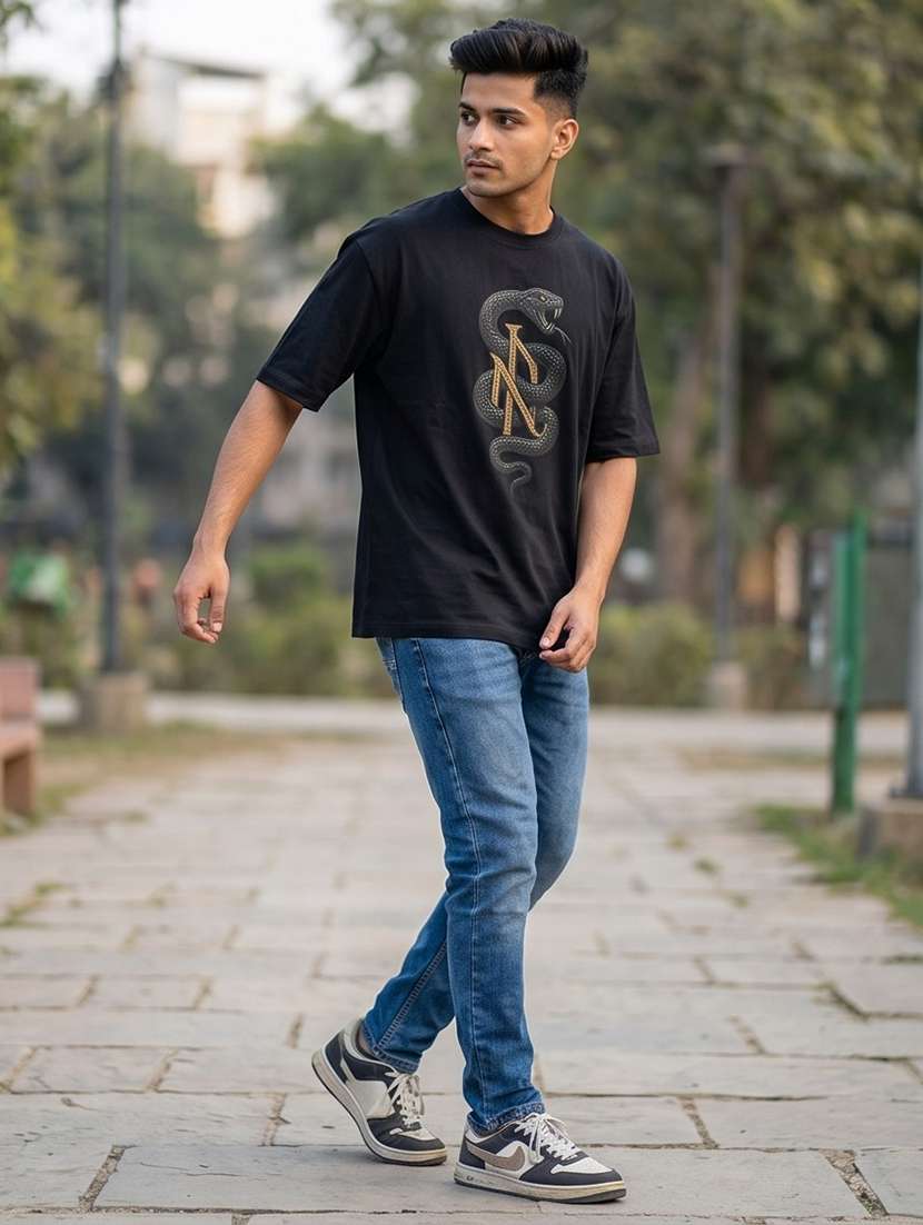 men front print short sleeve oversized t-shirt - 22502587 -  Standard Image - 3
