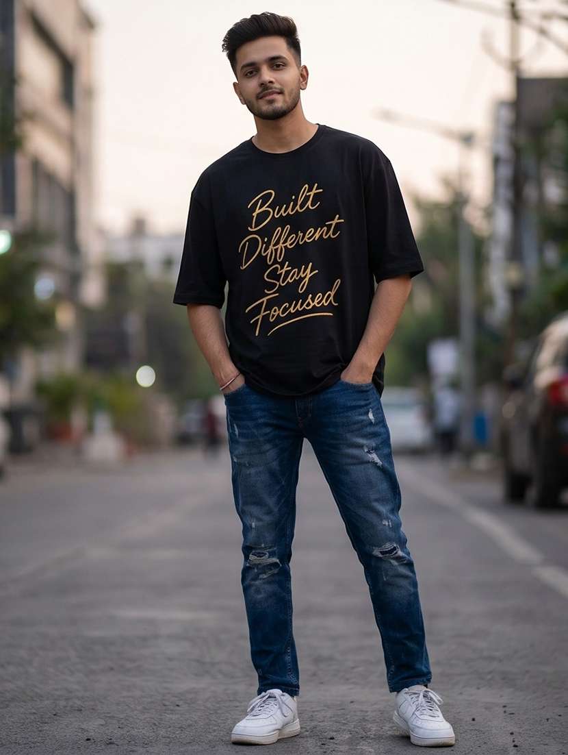 Men Front Print Short Sleeve Oversized T-shirt - 22502589 -  Standard Image - 3