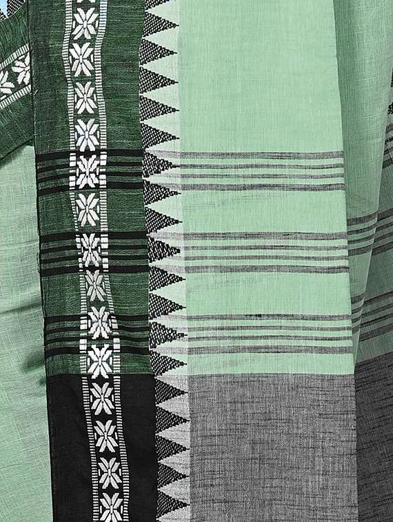 women solid with bordered handloom saree with blouse - 22502596 -  Standard Image - 3