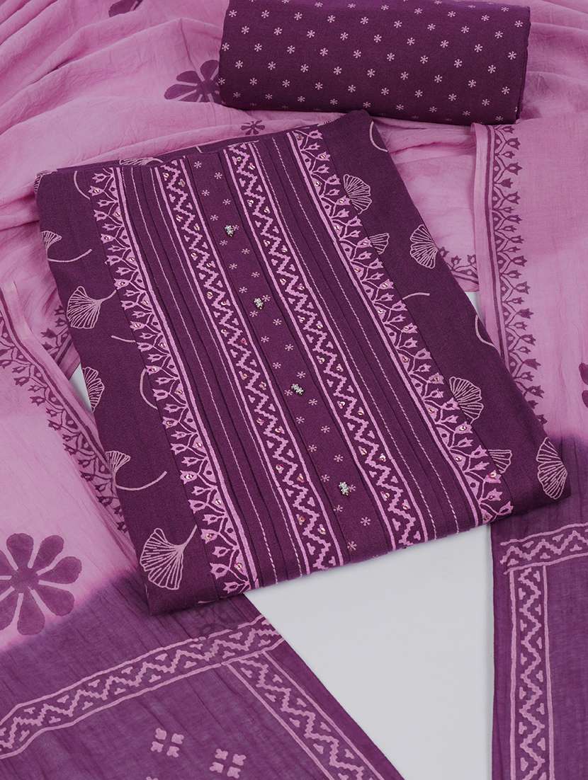 women printed unstitched suit set