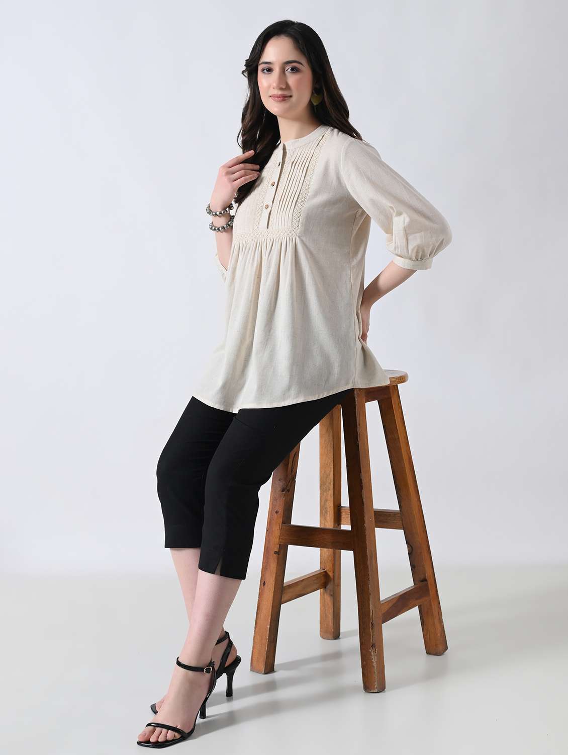 women solid round neck a-line tunic  - 22502618 -  Standard Image - 5