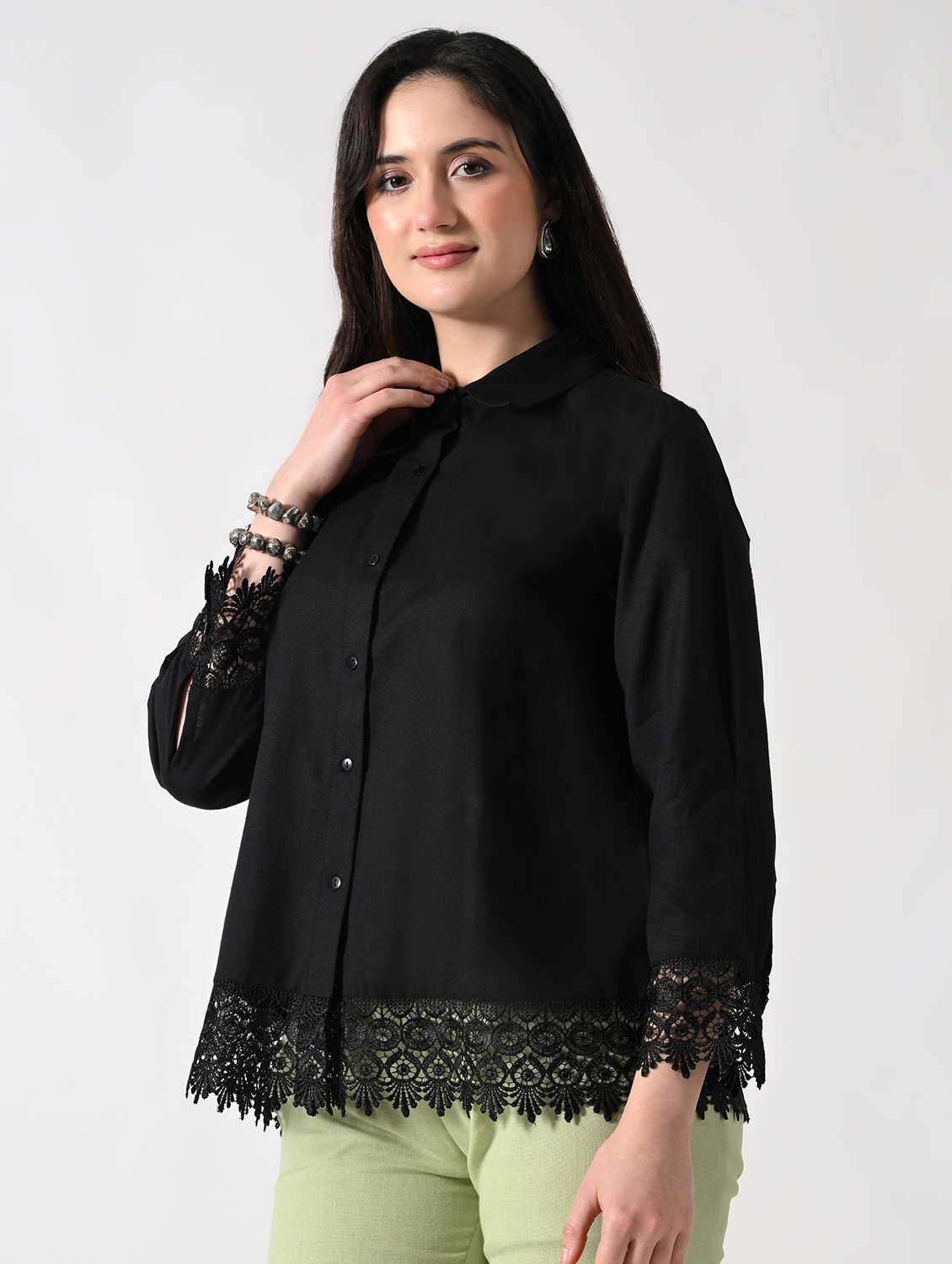 women solid long sleeves shirt - 22502622 -  Standard Image - 3