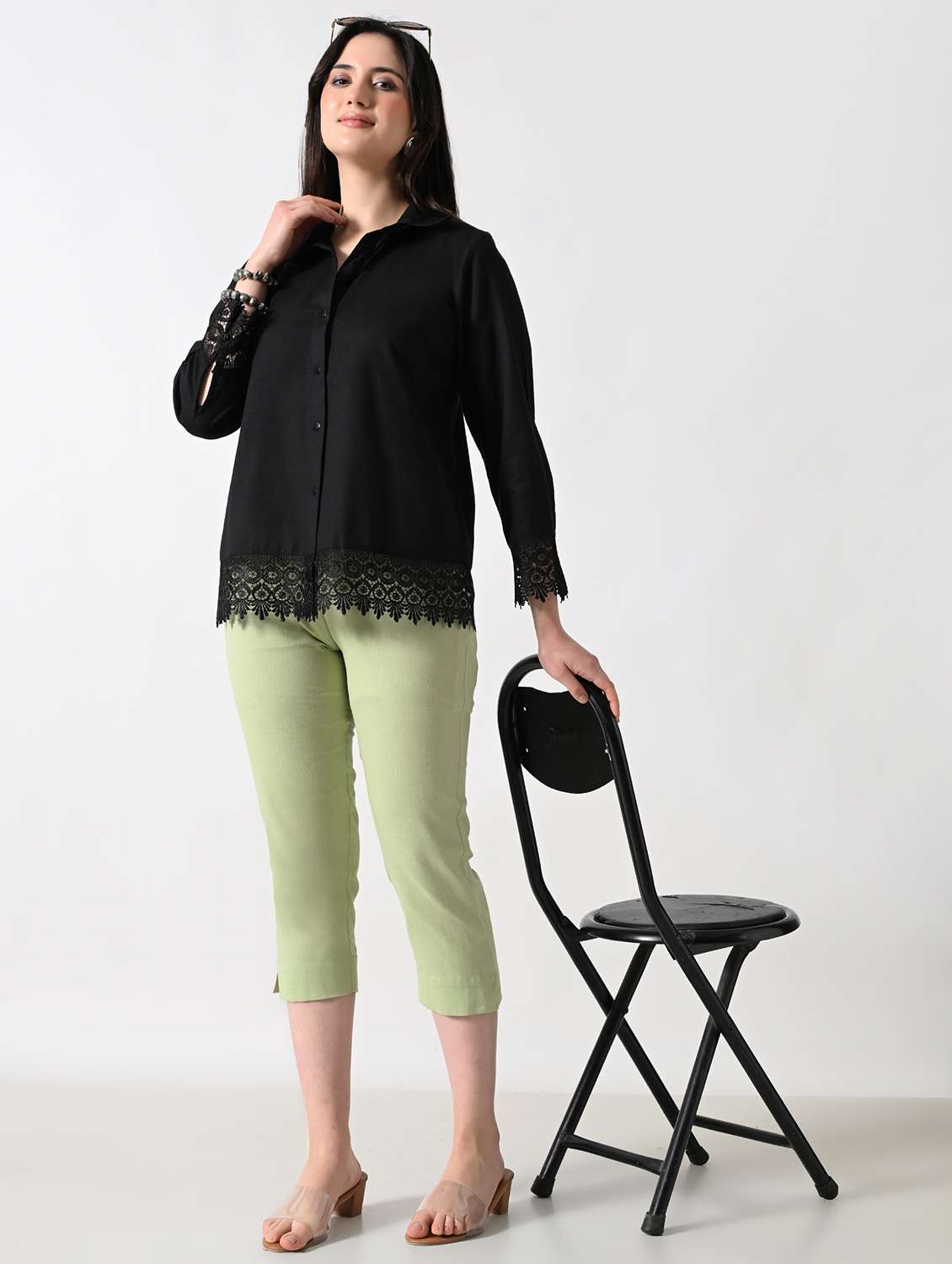 women solid long sleeves shirt - 22502622 -  Standard Image - 5