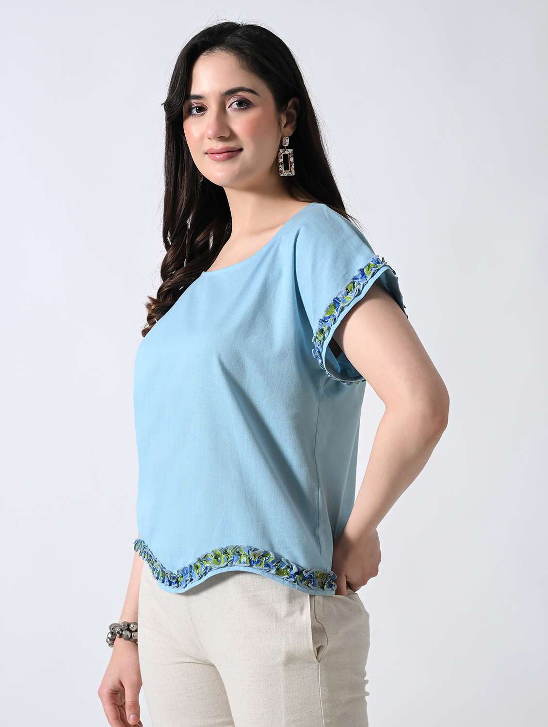 women solid round neck top - 22502624 -  Standard Image - 3