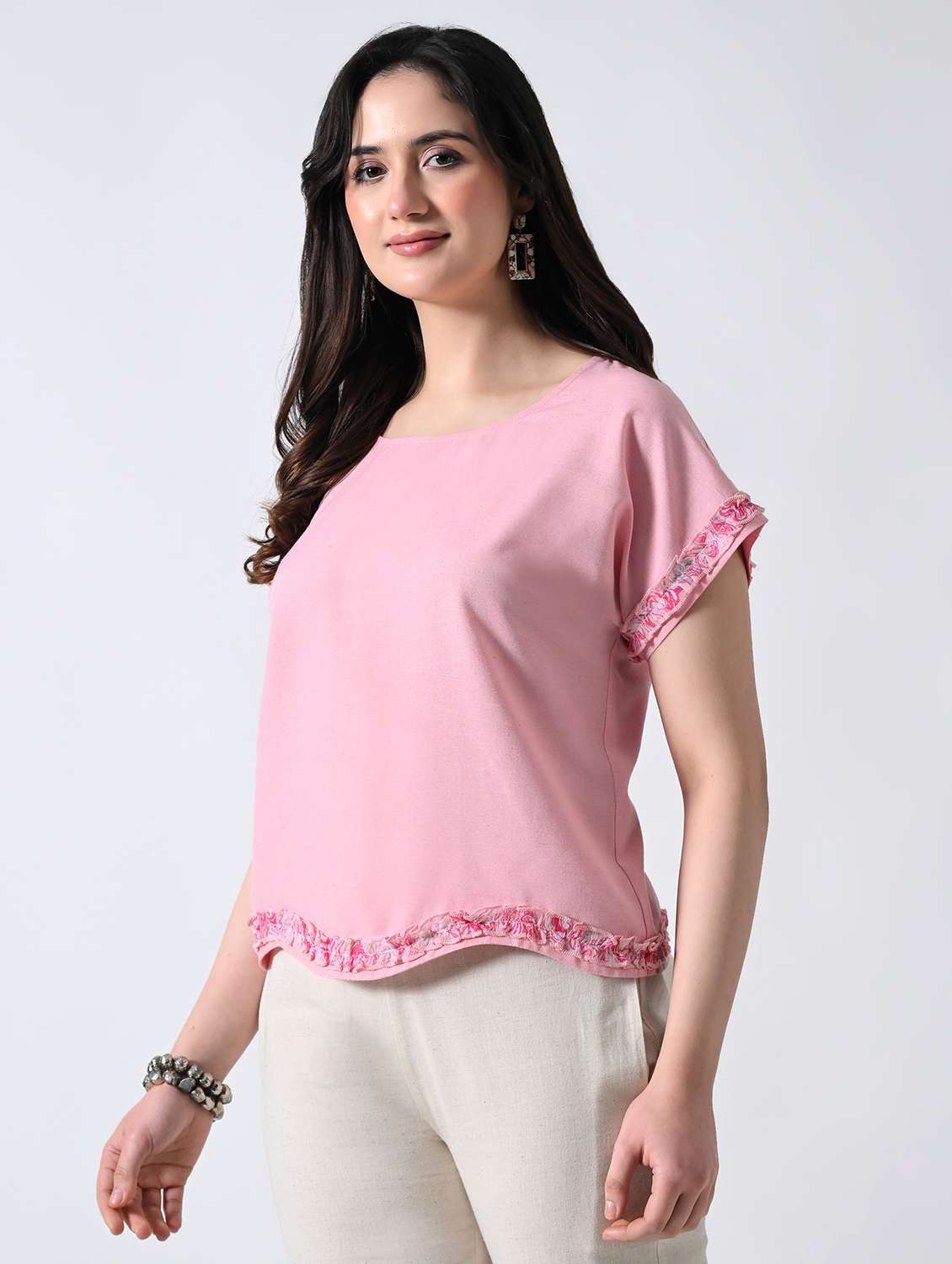 women solid round neck top - 22502625 -  Standard Image - 3
