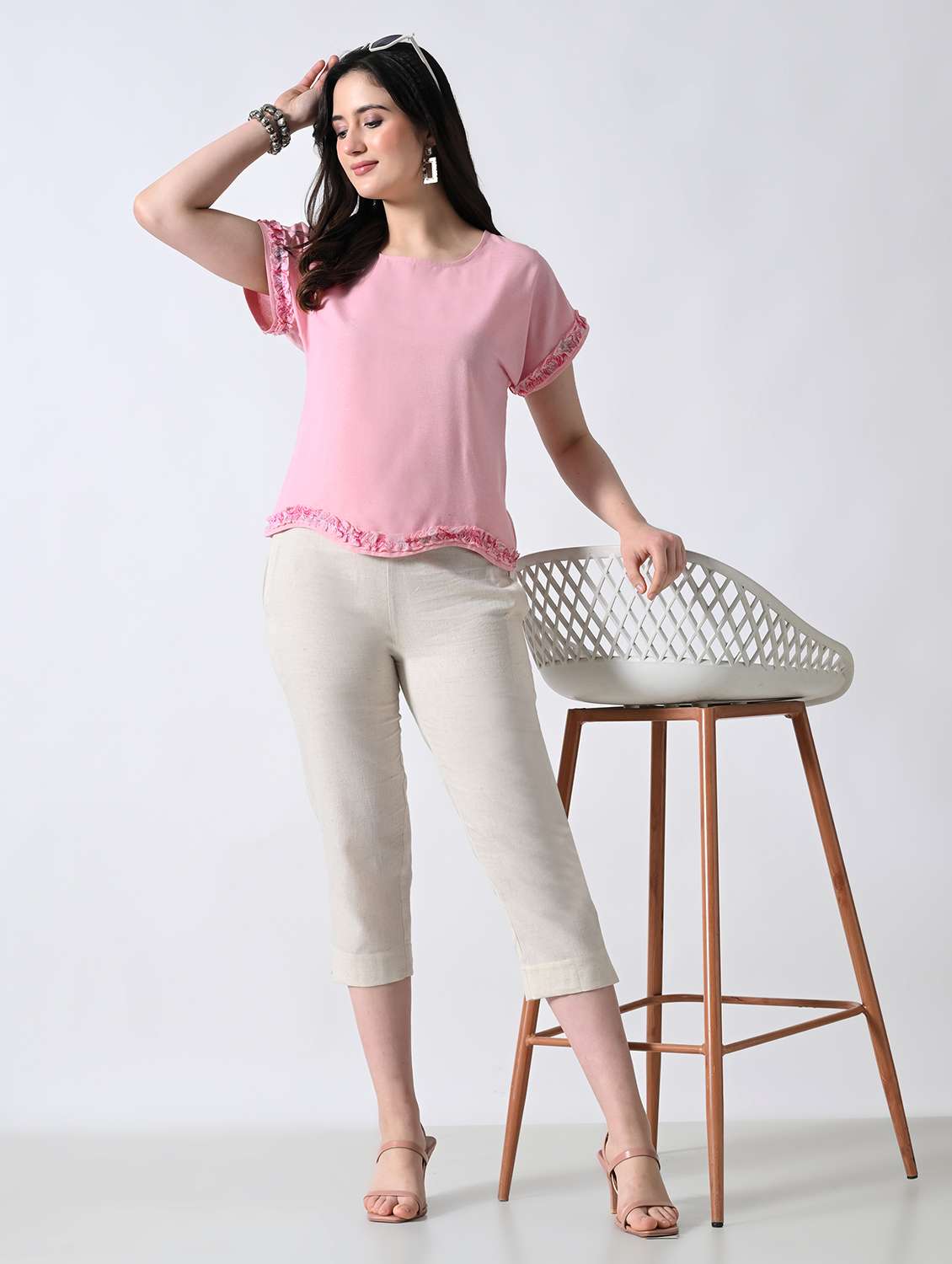 women solid round neck top - 22502625 -  Standard Image - 5
