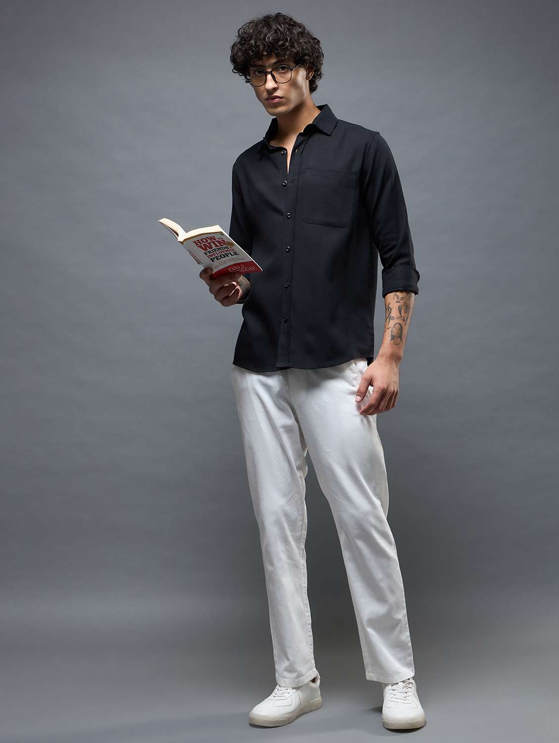 black cotton casual shirt - 22502627 -  Standard Image - 5
