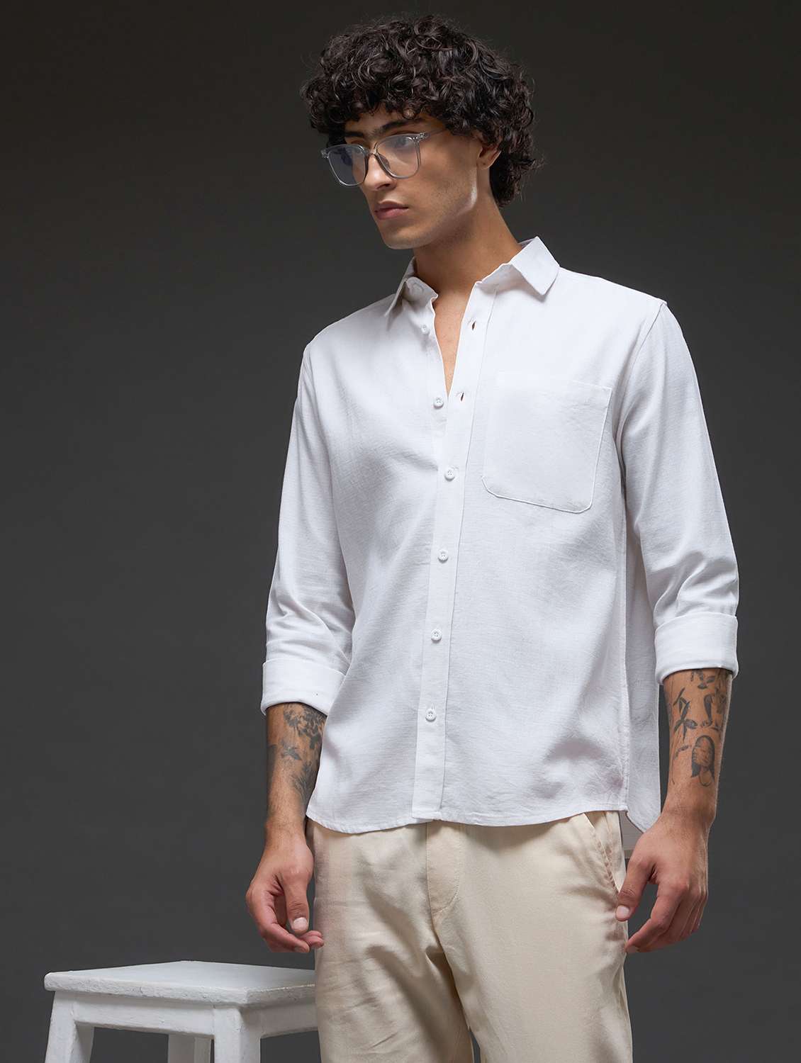 white cotton casual shirt