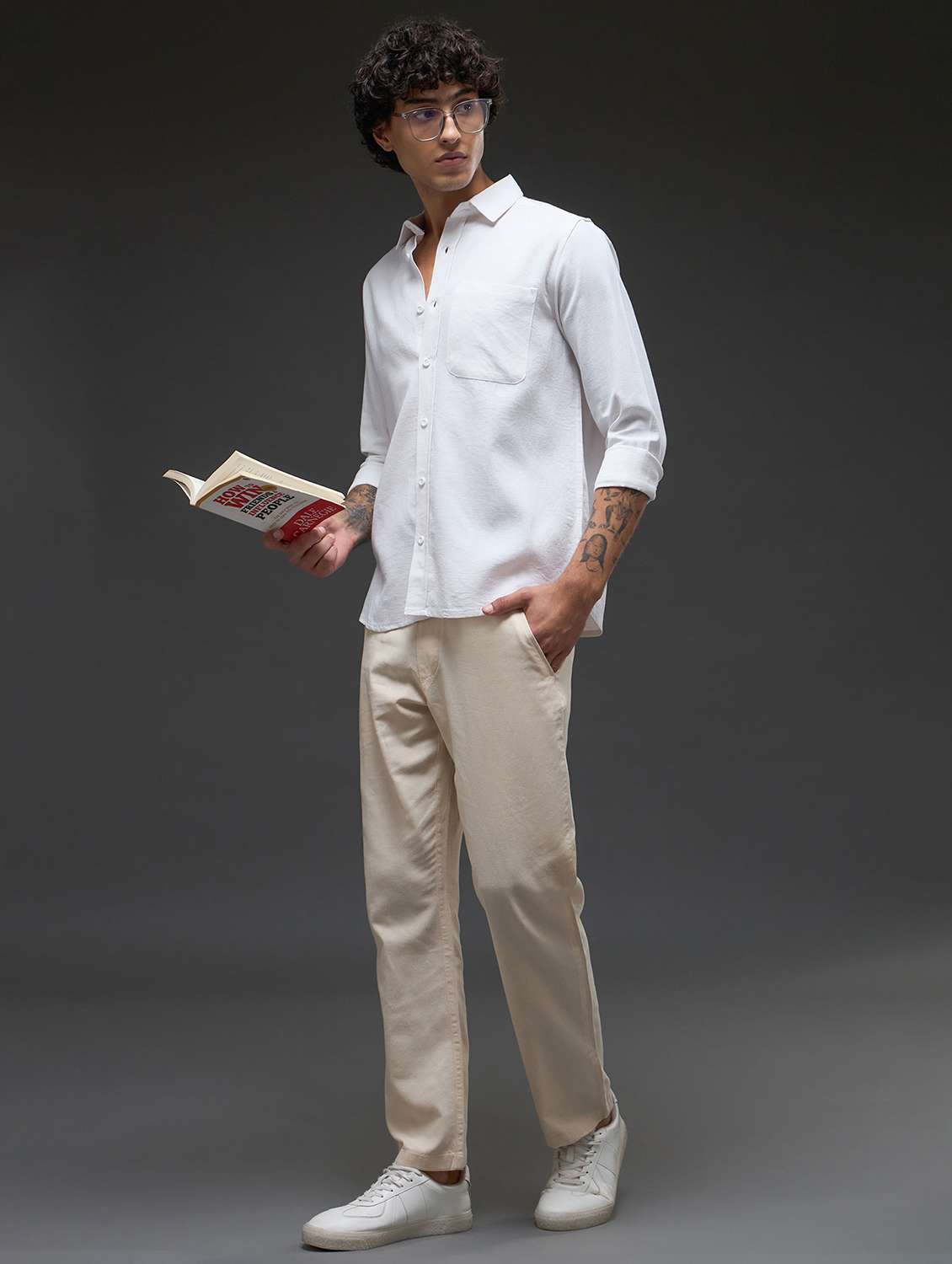 white cotton casual shirt - 22502628 -  Standard Image - 5