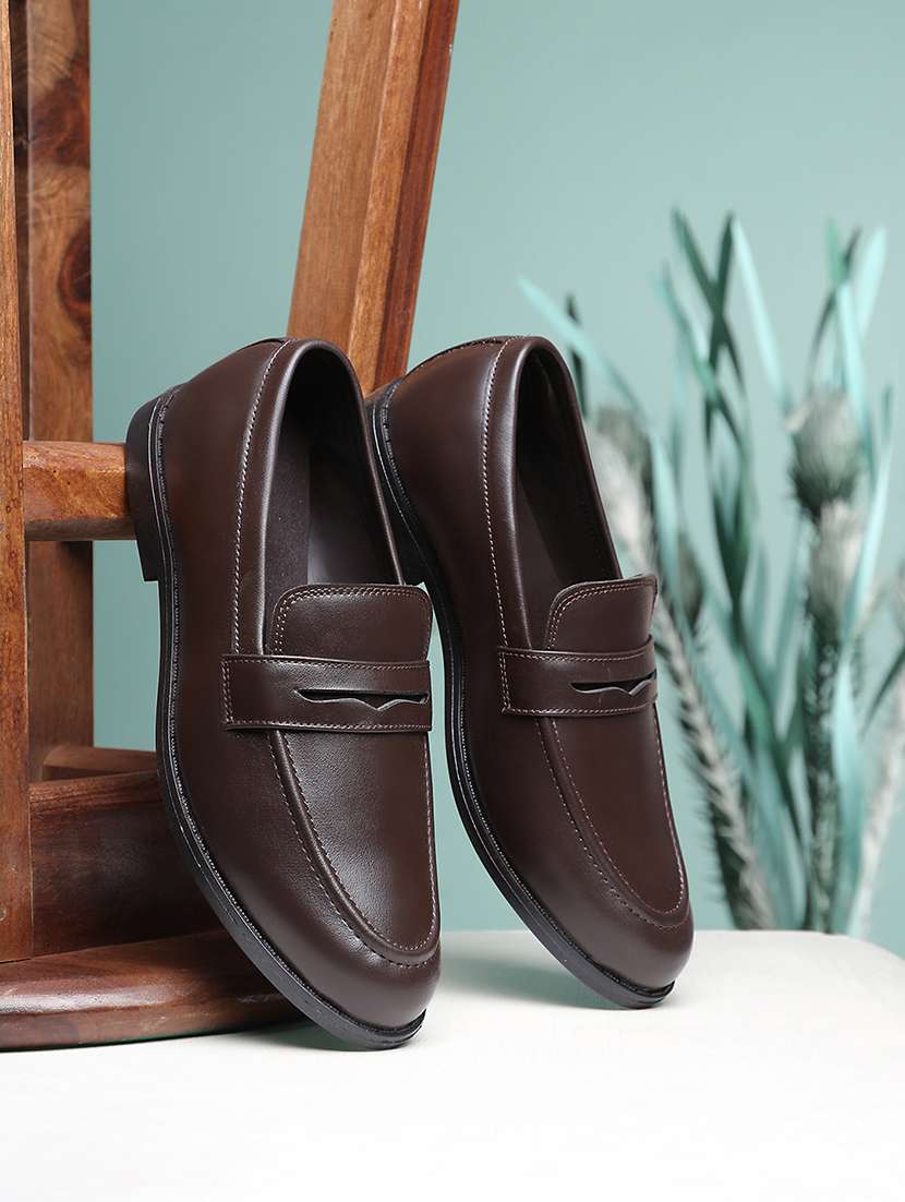 men brown slip on loafer