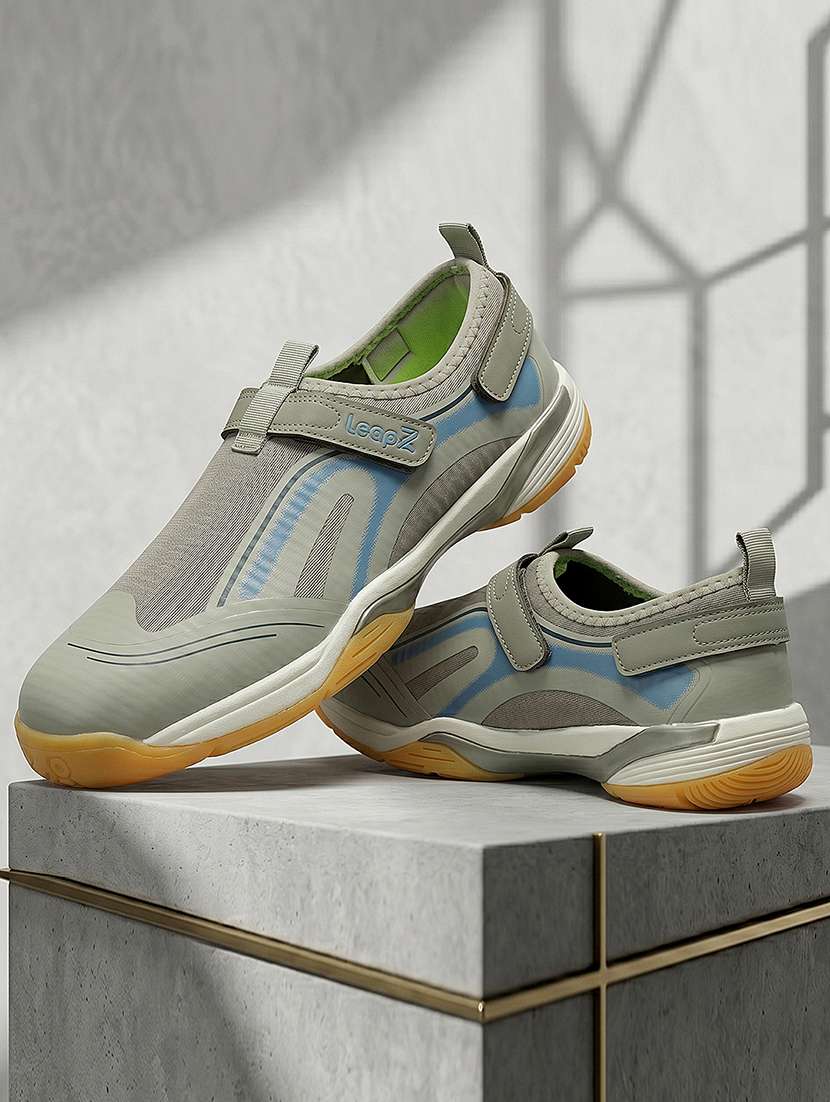 men grey velcro closure sport shoe