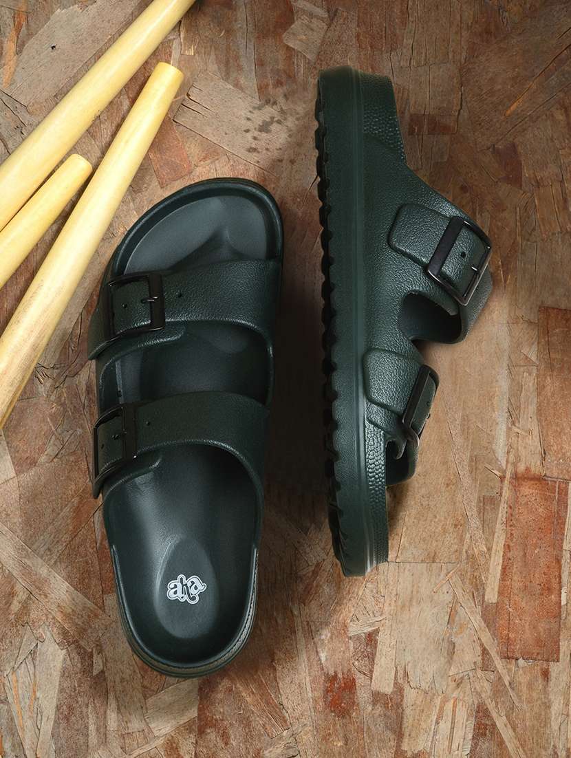 men olive slip on slider