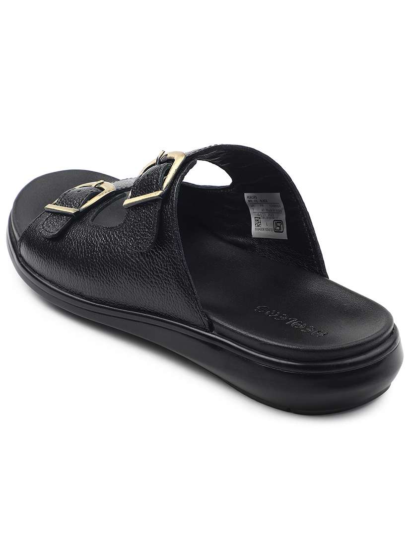 Men Black Slip On Sandal - 22502716 -  Standard Image - 3