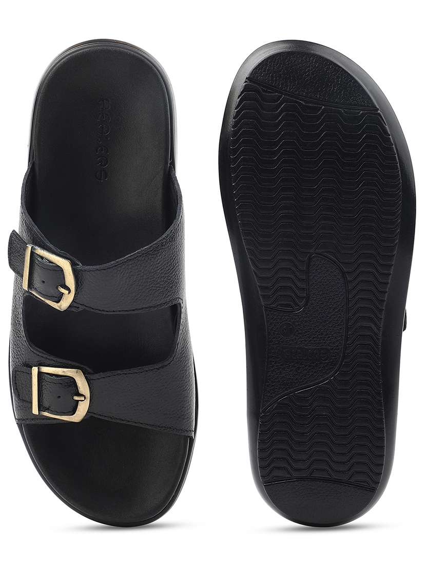 Men Black Slip On Sandal - 22502716 -  Standard Image - 5