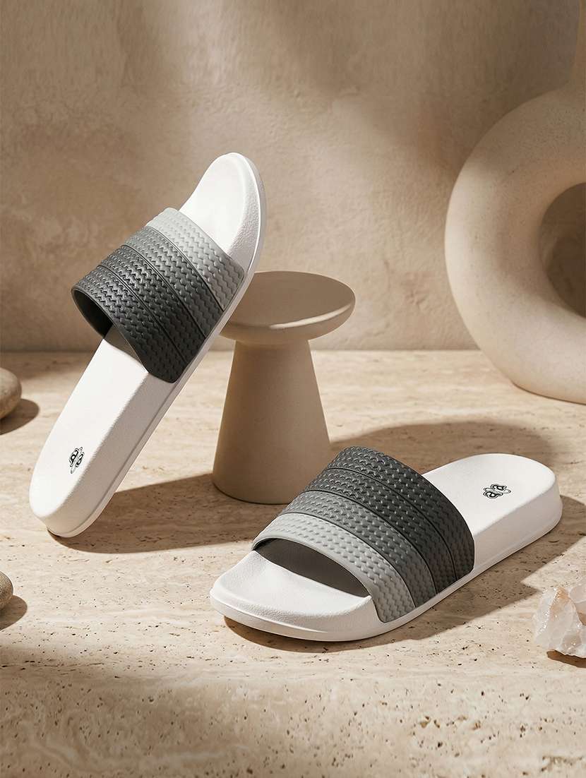 men color block slip on slider