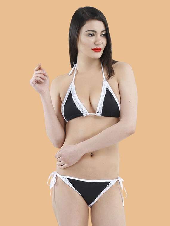 women solid swimwear bikini set