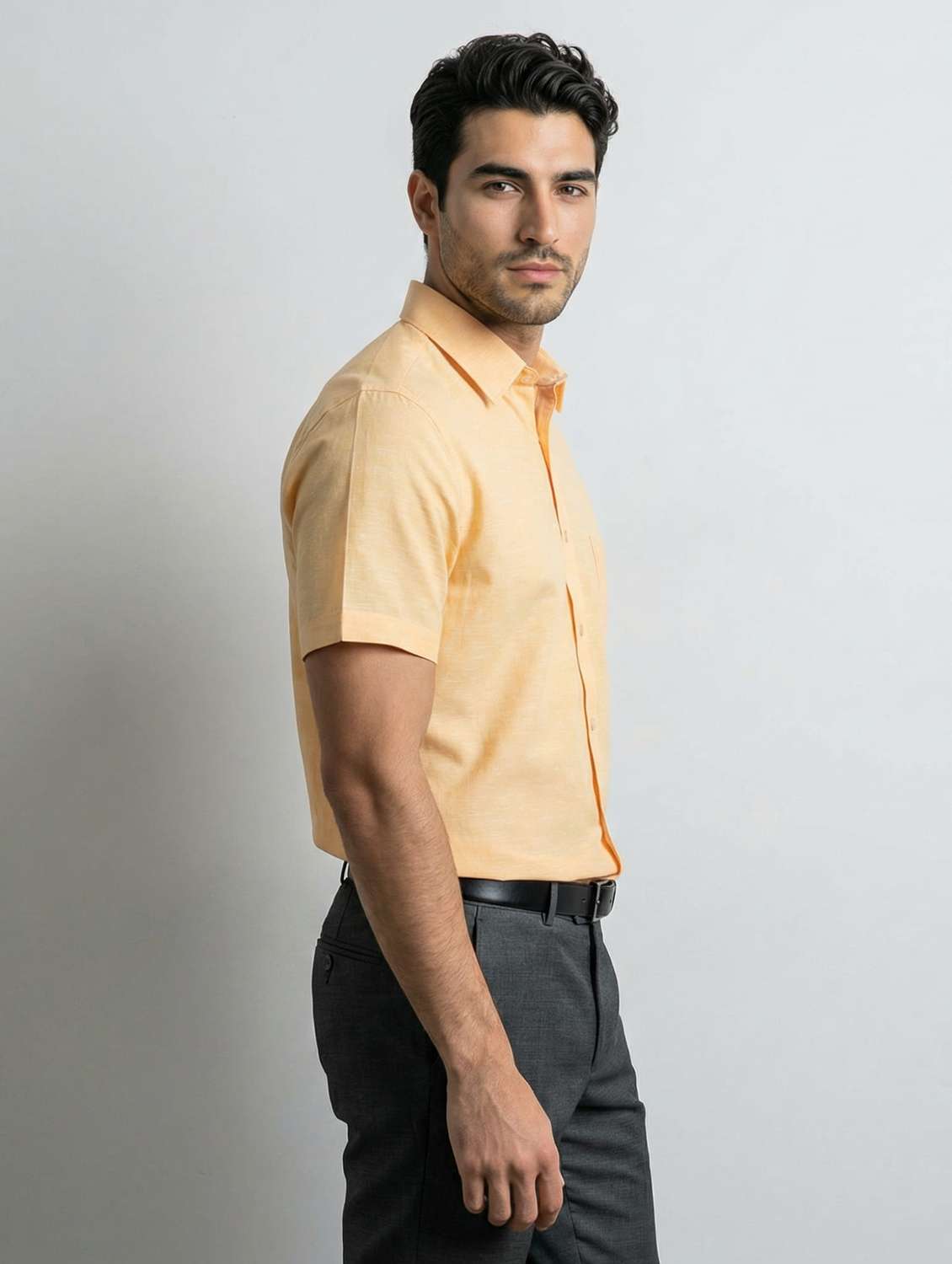 Men Solid Short Sleeve Slim Fit Formal Shirt - 22502803 -  Standard Image - 3