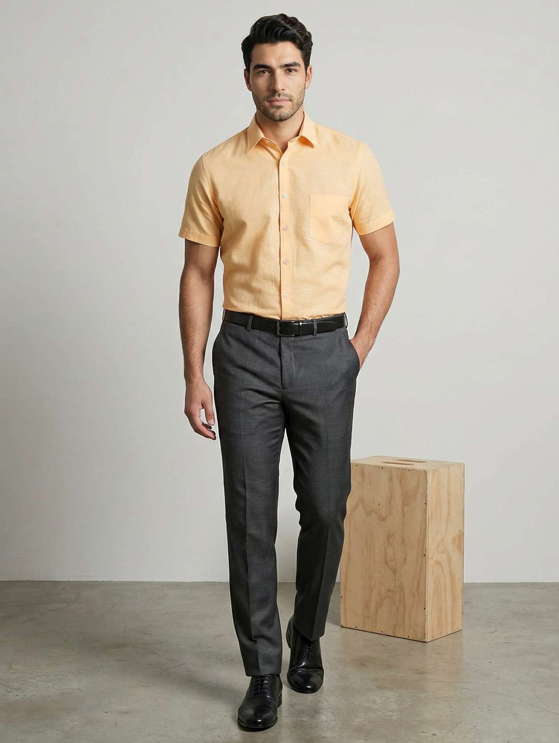 Men Solid Short Sleeve Slim Fit Formal Shirt - 22502803 -  Standard Image - 5