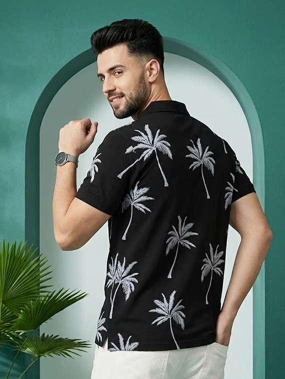 men printed short sleeve regular fit polo t-shirt - 22502835 -  Standard Image - 3