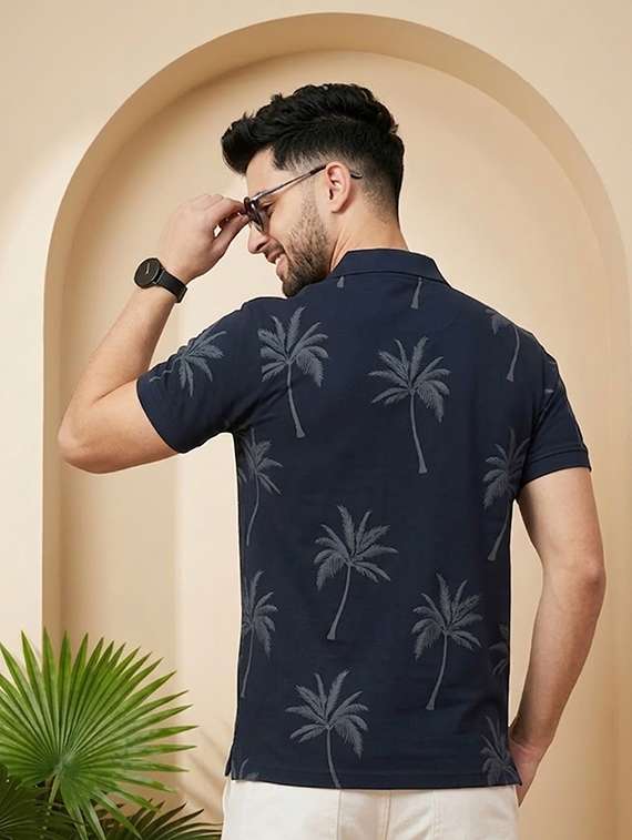 men printed short sleeve regular fit polo t-shirt - 22502836 -  Standard Image - 3