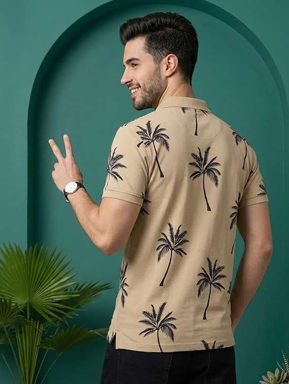 men printed short sleeve regular fit polo t-shirt - 22502837 -  Standard Image - 3