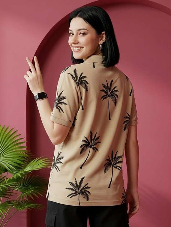 women printed short sleeves polo neck t-shirt - 22502849 -  Standard Image - 3