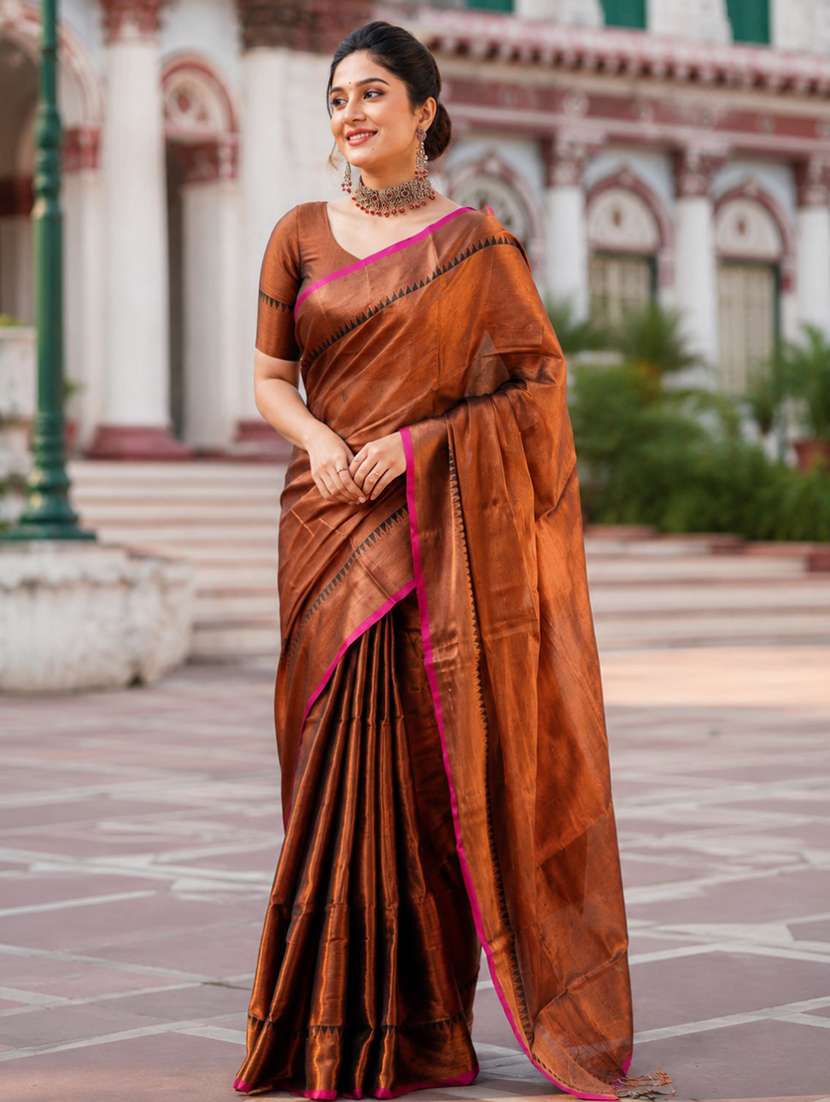 women solid handloom saree with blouse