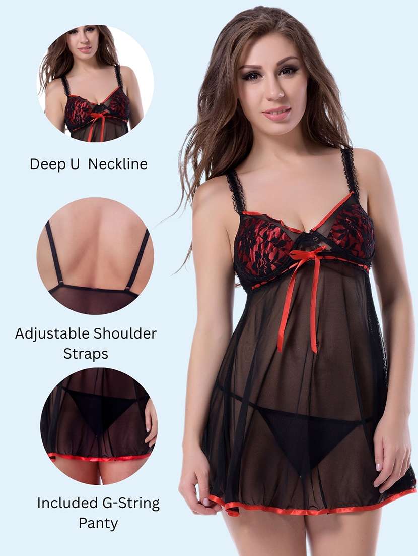 women self design sweetheart neck babydoll - 22502898 -  Standard Image - 3