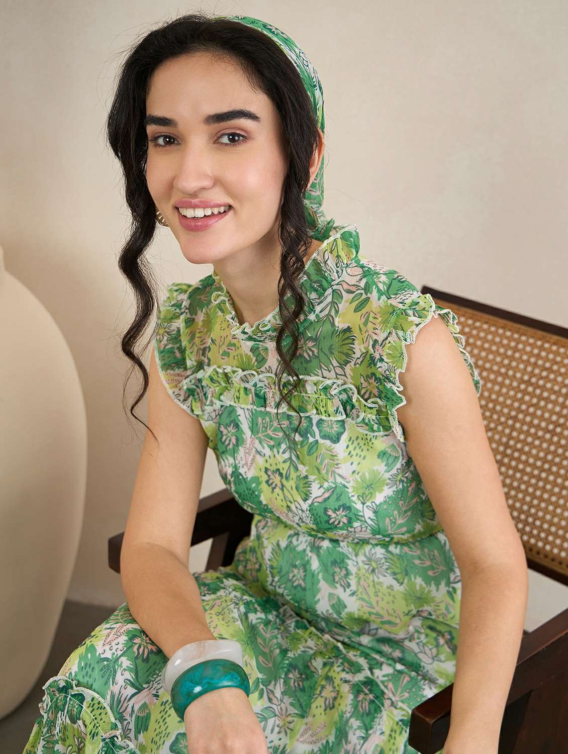 Women Floral Printed Sleeveless Tiered Maxi Dress - 22502917 -  Standard Image - 5