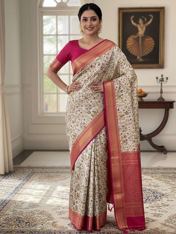 women floral kanjivaram saree with blouse