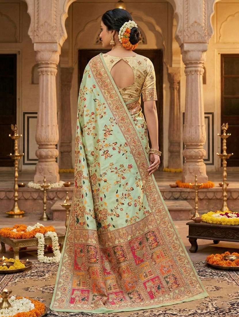women self design pashmina silk saree with blouse - 22502949 -  Standard Image - 3