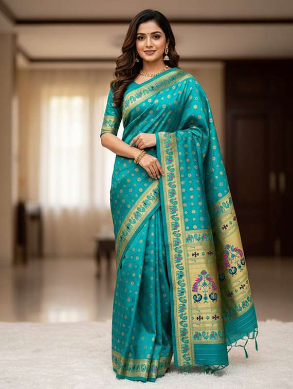 women self design paithani saree with blouse