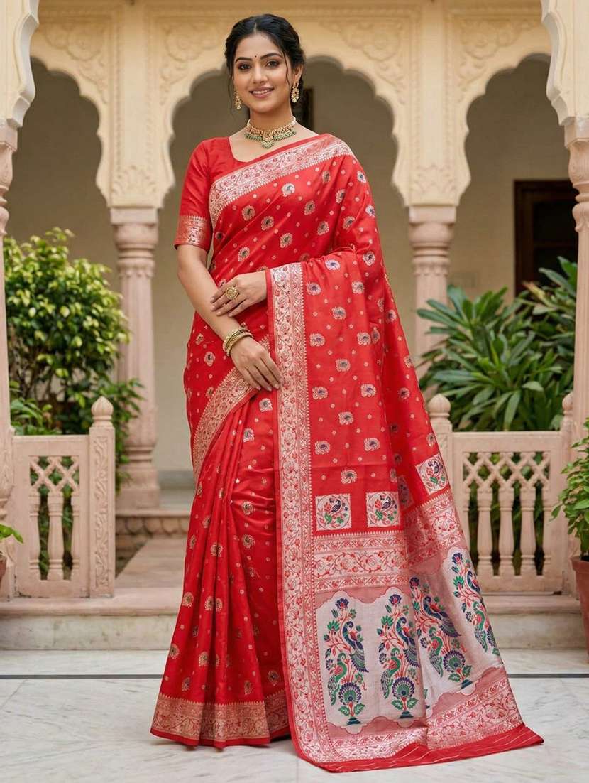 women self design paithani saree with blouse