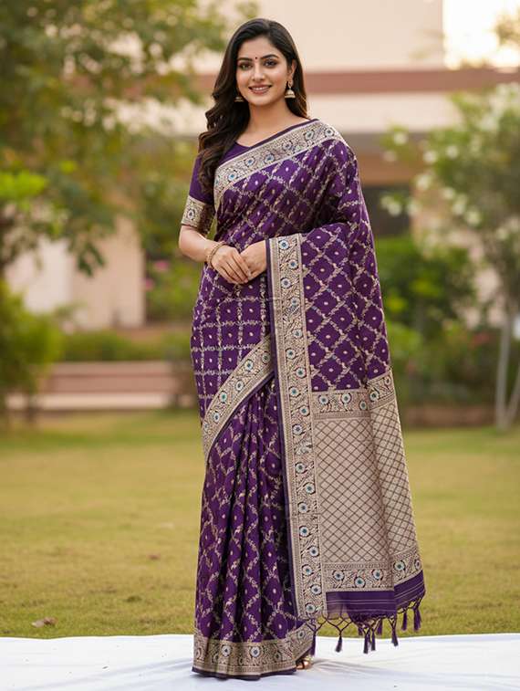 women self design banarasi saree with blouse