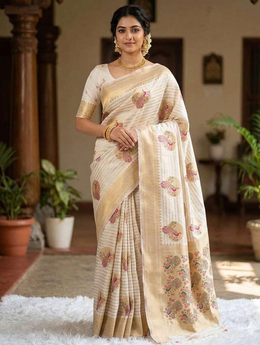 women self design banarasi saree with blouse