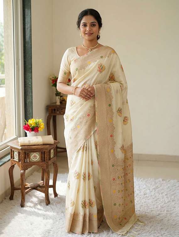 women self design banarasi saree with blouse