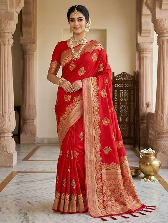 women self design banarasi saree with blouse