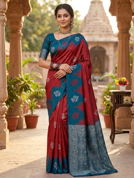 women self design banarasi saree with blouse