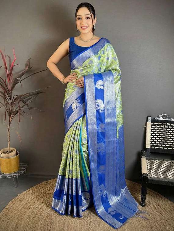 women self design banarasi saree with blouse
