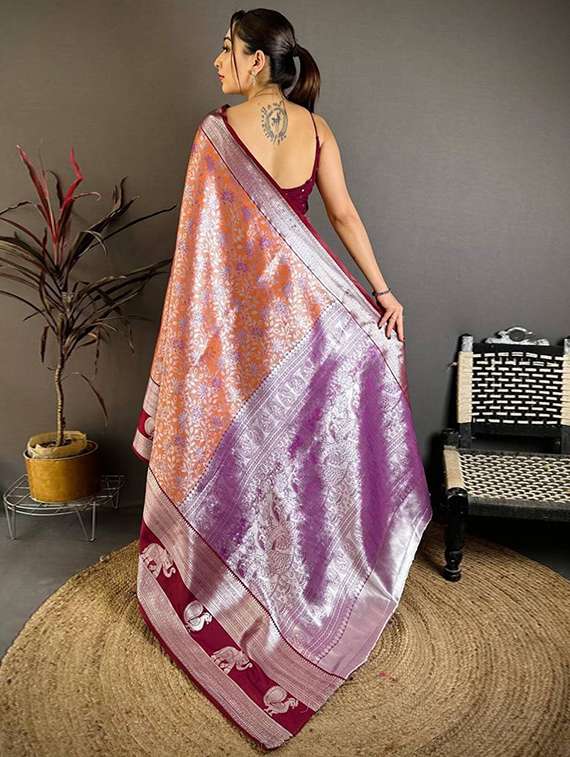 women self design banarasi saree with blouse - 22503076 -  Standard Image - 3