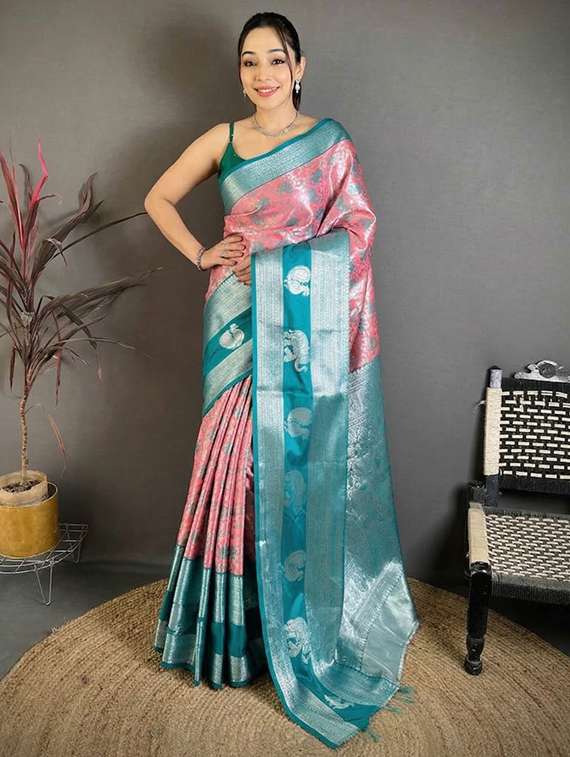 women self design banarasi saree with blouse