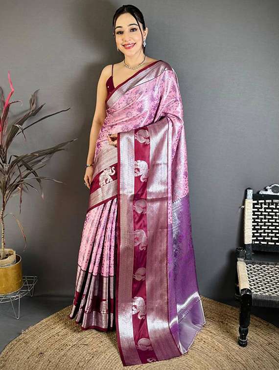 women self design banarasi saree with blouse